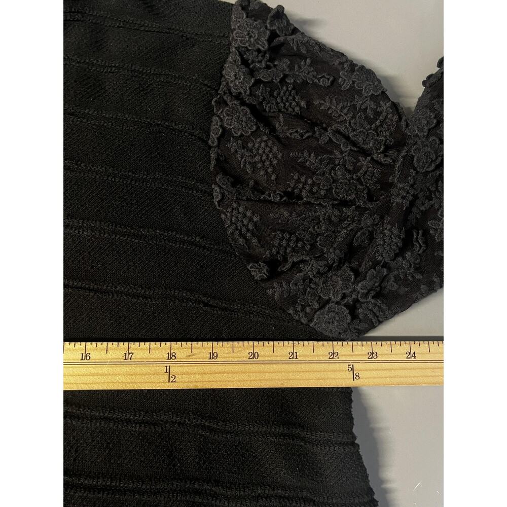 Anthropologie Eri + Ali Sweater Womens XL Black‎ Lace Balloon Sleeve Knit - Picture 11 of 13